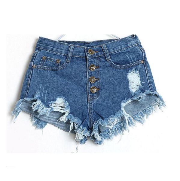 Fashion-Githesale-Denim-Shorts Jeans Frauen Neu 2020 Sommer Ladies Quaste Loch High Taille Sexy Mini Shorts für Frau Black Blue Pink2282950