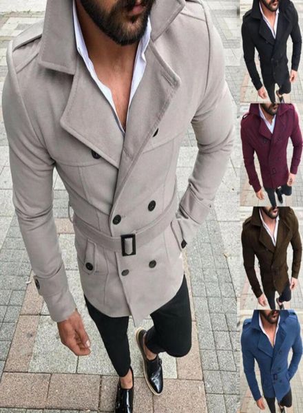 Fashion Men Wool Trench Coat streetwear Giacca Reefer Solido Selva a doppio petto Overpot formale Parka2440115