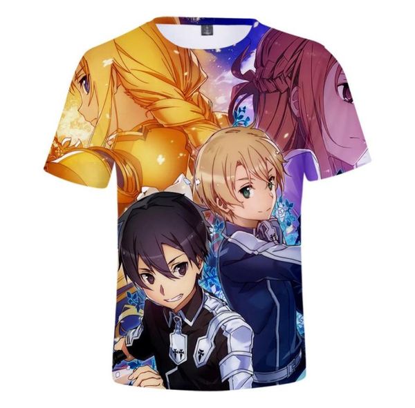 Anime sao sword art online 3d camiseta streetwear moda hop engraçado camiseta gráfica Tees Hipster camise