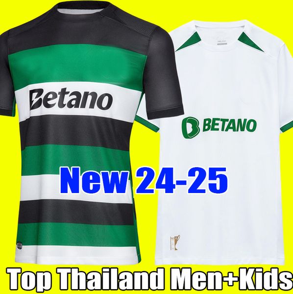 24 25 Sporting Lissabon Fußballhemd Fußballtrikots Lisboa Ronaldo Coates Mathieu Jovane CR7 2024 2025 Cup Gewinner Männer Kids Kits Fußball Kits Camiseta de Futbol