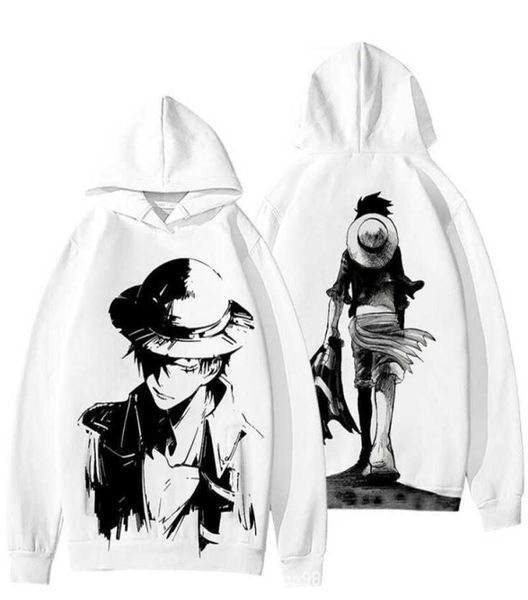 Anime One Piece con cappuccio 3D 3D The Pirate King Luffy Hooded da uomo con cappuccio e felpe per bambini Streetwear Pullover maschio Pullover Maschio Inverno X06836598