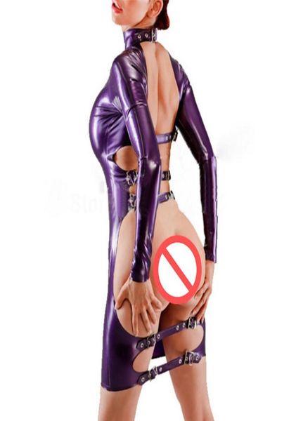 100 reines Latex sexy Kleid für Frauen Öffnen Gesäß Gummi -Katzenuits Fetisch Cosplay Party Wear6730700