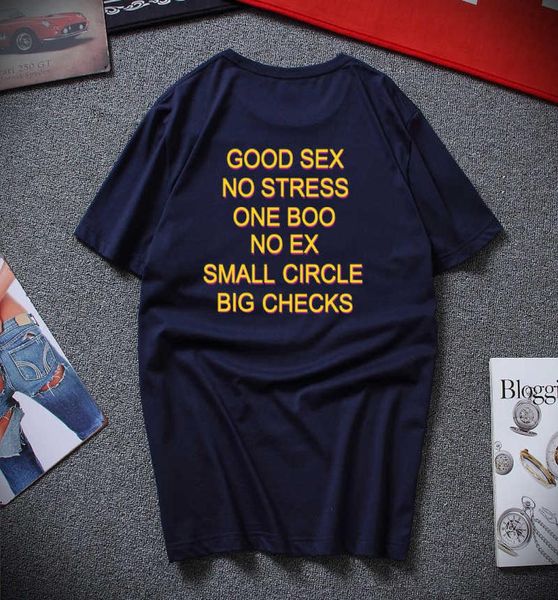 Lustiger guter Sex ohne Stress ein Boo nein ex kleiner Kreis Big Checks T -Shirt Brief Druck T -Shirt zurück EU Größe100 Baumwollhemd x06215485083