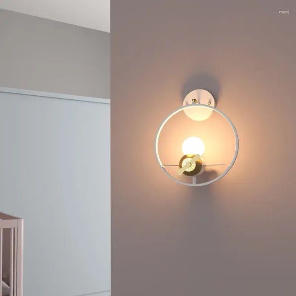 Wandlampe Nordischer Stil LED Runde Innenleuchte moderne Ringleuchten Kinderleuchten Schlafzimmer Bad Gang Light