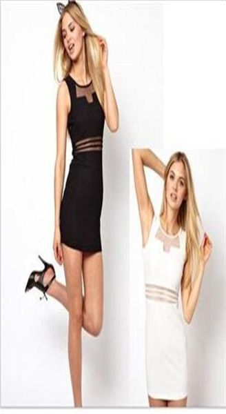 2017 Women Women Bodycon Dresses Ladies Mesh Mini Mini Matita Gonna Nuova Sleeveless Sexy Dress Black White Club Wear Girl Girl Evening Part3985022