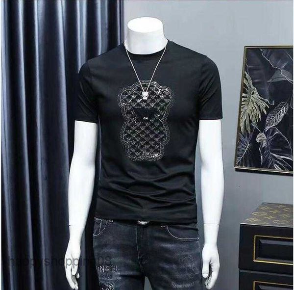 Sommer Herren T-Shirts Kühle schwere Industrie Heiße Bohrer T-Shirt Herren weiß schlanker Fit kurzärmelige Gentlmen Männlich bequeme weiche Eisseide Körper Pluz Größe 5xl