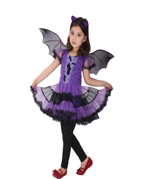 Halloween Purim Purple Vampire Costume Bat Bat Girl Costumes Dress Fantasia Infantil cosplay per ragazze bambini bambini5403772