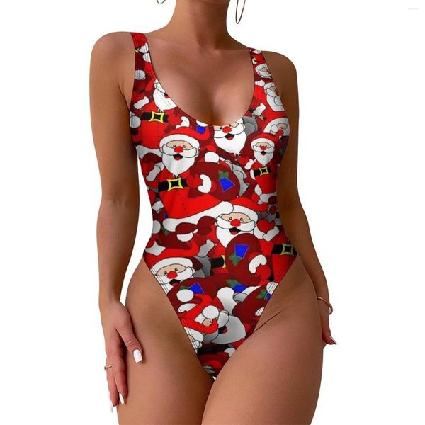 Costume da bagno femminile costume da bagno natalizio Babbo Natale Push up One pezzi Surfing Bathing costumi da bagno 2024 Donna sexy Bandage Beach Wear