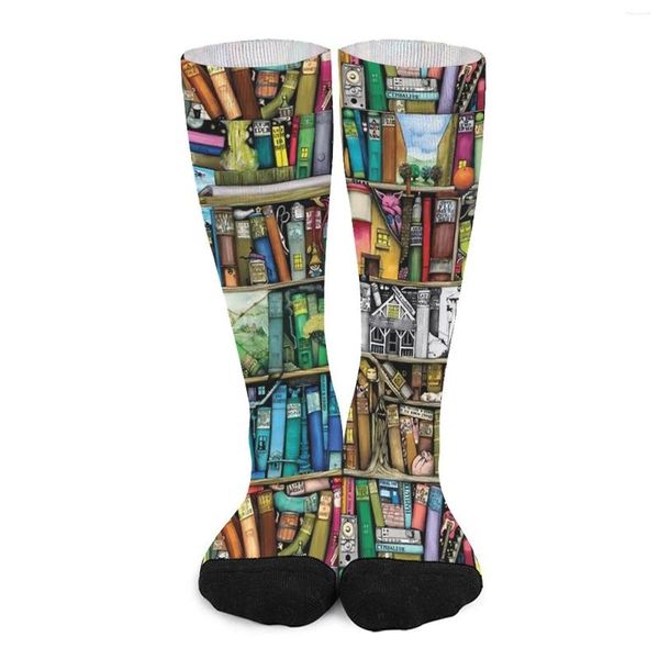 Donne calzini fantastici biblioteca inverno inverno stampare le calze harajuku signore morbide sportive da corsa personalizzata anti-slip