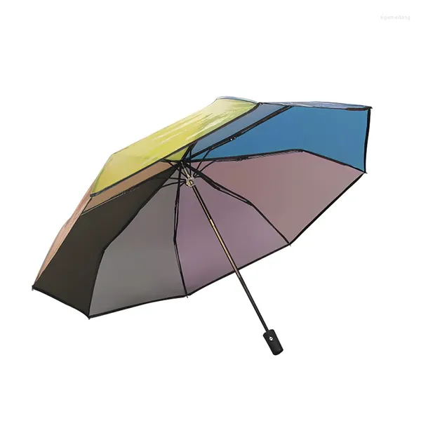 Guarda -chuvas transparente guarda -chuva mulher à prova de vento dobrável belas garotas crianças presentes originais colorir mini chuva de chuva externo ao ar livre