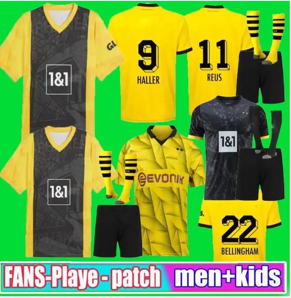 Dortmund 23 24 Maglie di calcio Kit Kit Kit quarto 4 ° Speciale Sancho 2023 2024 Coppa Trikot 50 ° Anniversario Shirt da calcio a casa Terza Haller Reus Moukoko Brandt Set