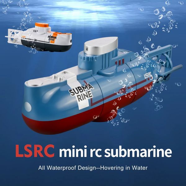 RC Boat Kids Toy Mini Remote Control Sottomarino impermeabile a radio-controllo Modello di immersione Modello elettrico Giocheo per bambini Gift 240518