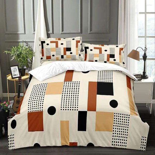 Bettwäsche -Sets Streifenmuster Duvet Cover -Set schwarze Punkte Der Kopfmikrofaser Soft enthalten 1 2 Kissenbezüge