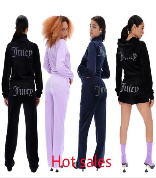 Calça de duas peças Velvet sucules racksuit mulheres cououre cettle traje de pista couture juciy coture mouses al90183614210