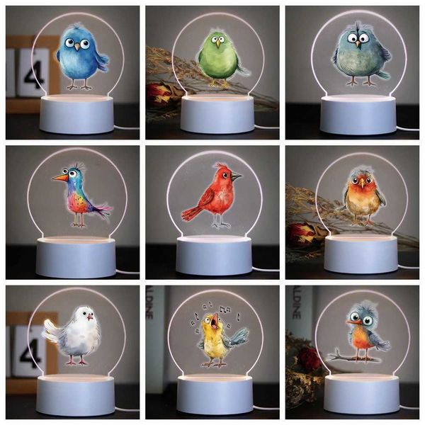 ТАРСКИЕ ОБЪЕДИНЕНИЯ Смешные маленькие птицы 3D Ночная световая лампа для прикроватной лампы для декора для детей День рождения подарки Подарок с изменчивой настольной лампой Y240520OJ55