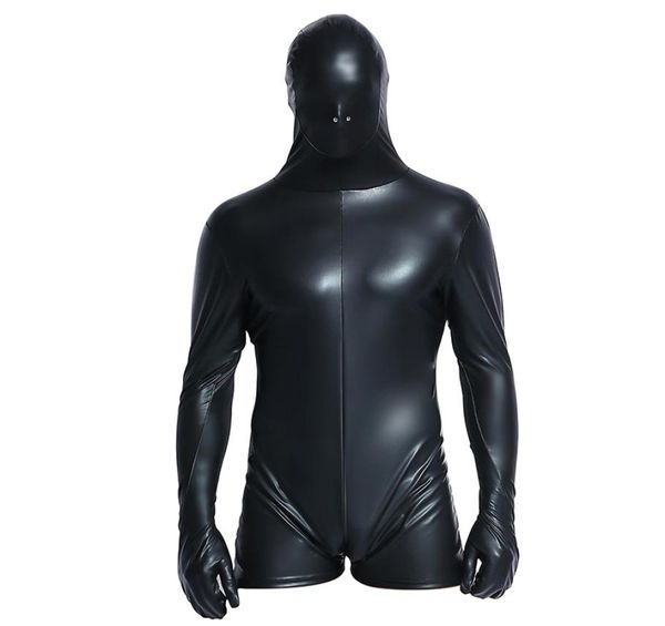 Herren sexy Ganzkörper Latex BodySuit enge schwarze Cosplay CatSuit Onepiece Lederkleidung für Nachtclub Tanz tragen Strumpfhosen9890707