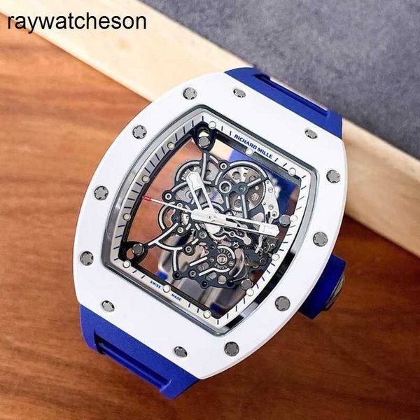 Richamills Watch Miles Watches Herren Serie RM055 Weißer Keramik Japan Limited Edition Manual Mechanical Fashion Casual Set