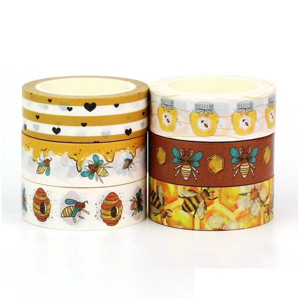 Andere Gartengebäude 1pc 10m Dekor Biene Honig Jar Wabe Hearts Linie Washi Tape Set für Scrapbooking Journaling -Maskierung niedliche Sta DHPRK