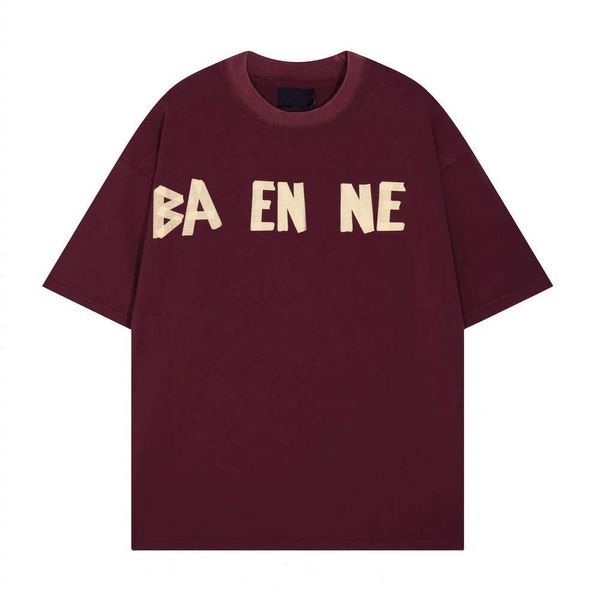 Designer Luxury Chaopai Classic T-shirt Sump Burgundy Borgogna Sust, Stampa lettera Versatile Same stile per uomini e donne