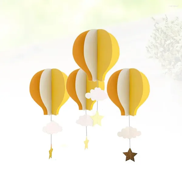 Декоративные фигурки 4pcs 3D бумажные подвесные воздушные воздушные воздушные шарики Звезды висят украшения для домашнего декора (оранжевый желтый и светлый желтый)