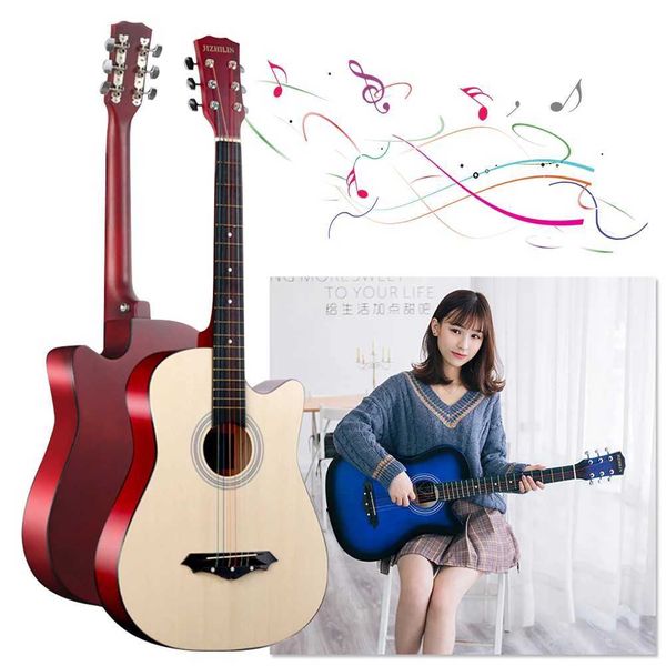 Gitarre 38-Zoll-Akustikgitarre mit Einstiegs-Kit-Gig-Tasche klassische Gitarre für Kinder/Jungen/Mädchen/Teenager/Anfänger WX
