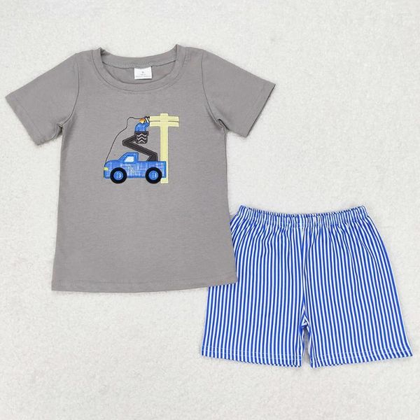 Kleidungsstücke Kinder Designer Jungen Konstruktionslinie Mann Stickhemden Top -Shirts Shorts Sommer Kleinkind Baby Kleidung Großhandel