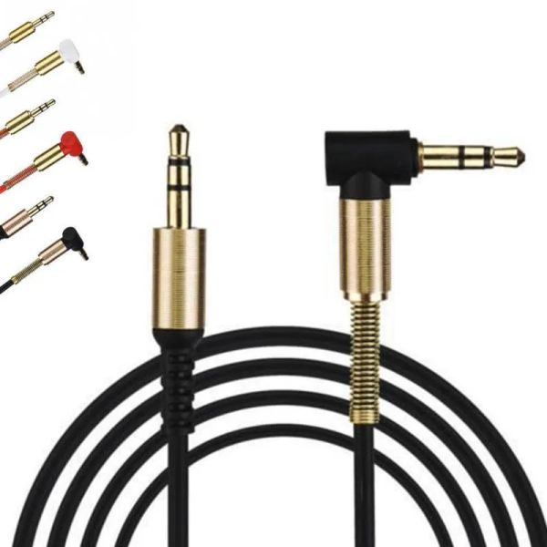 Da 3,5 mm da maschio a maschio angolo retto ausiliario stereo audio cavo aux meta metallico per telefoni cuffie per iPhone LL LL