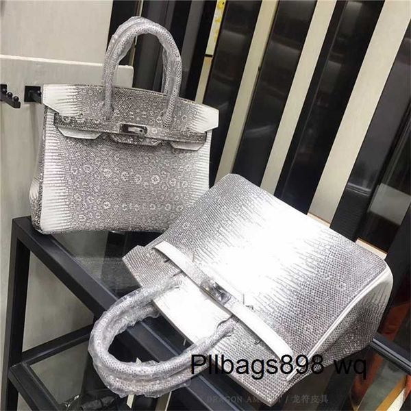 Platinum Lizard Leder Handtasche 7A handgefertigt Kliys Dragon Talisman High -End Echsenhaut Womens Womens Bag mit echt