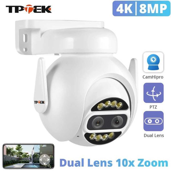 Kit wireless kit fotocamera IP wifi ptz 8mp 4k doppio lente 2,8 mm 8mm 10x zoom digitale 4MP 2K Monitoraggio esterno Sicurezza CCTV Video Camhipro Camara J240518