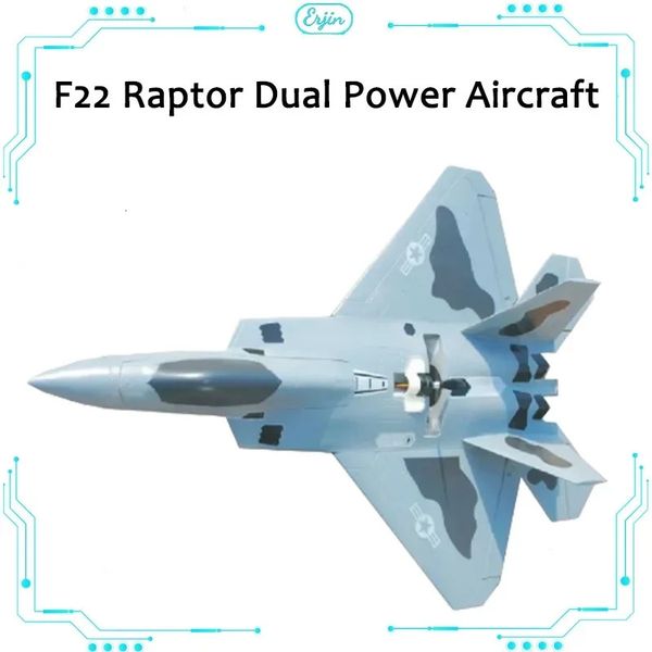 F22 Sistema de potência Conversão mútua versão 720mm Wingspan Raptor 64mm Plano EDF ou Pusher Epo RC Modelo de aeronave 240520