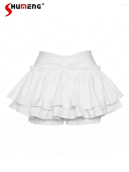 Saias Preppy Ballet Style Girl Sexy Casual All-Match High Cídhar A-Line White Cake Pantskirt vestido de baile Mini saia Mulheres verão 2024