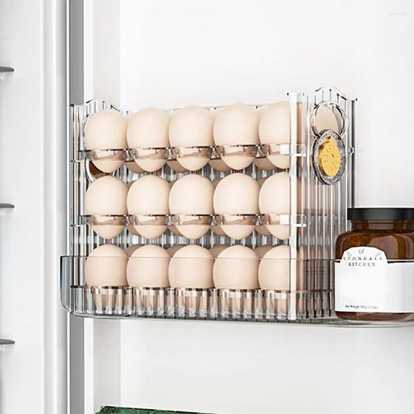 Bottiglie di stoccaggio anti-drop con design manico Design Frigorifero Organizzatore di uova per la casa