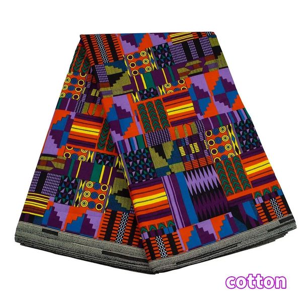 Xiaohuagua Africano Fabric Kente Pattern 100% algodão Material Mulheres vestir pano de costura 240506