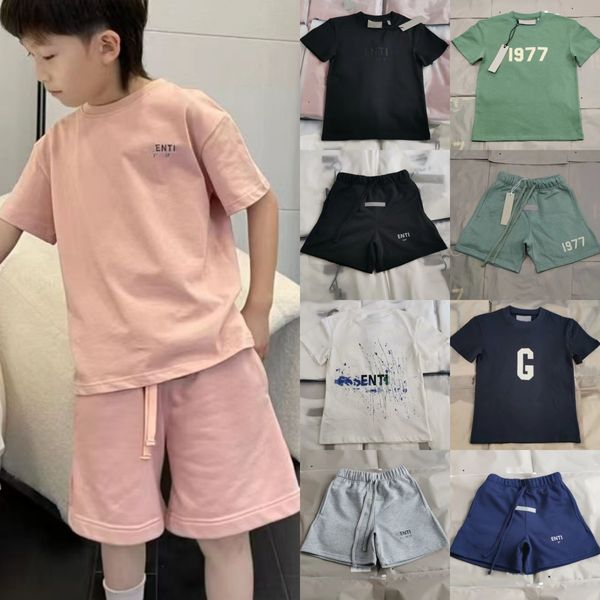 Kinder Kleidung Ess Designer T-Shirts Shorts Jungen Mädchen Brief Kurzarm T-Shirts Kleinkind Jugendkleidung Kinder Hemd Hosen Baby Baumwolltipfel Tees Schwarzweiß Pink