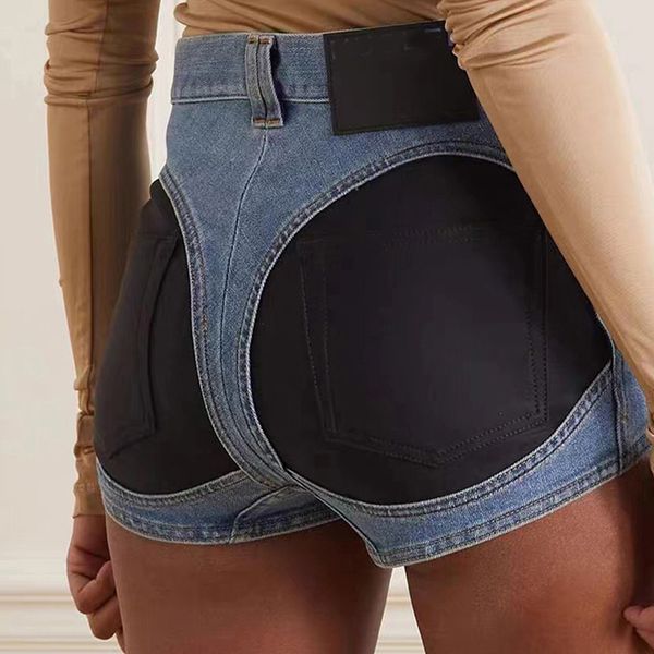 Frauen Designer Patchwork Pocket Jeans Kurzes junges Mädchen Sex Mini Hot Pants lässig klassische Sommer enge Denim Hotpants Mode sexy Party Tanga kurze Kleidung