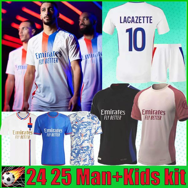 24 25 Maillot de Foot Lyon Soccer Maglie 2024 2025 Olimpique Lyonnais ol Digital Dembele Fans Player Shirts Football Traore Memphis Men Football Jersey Kit Kit