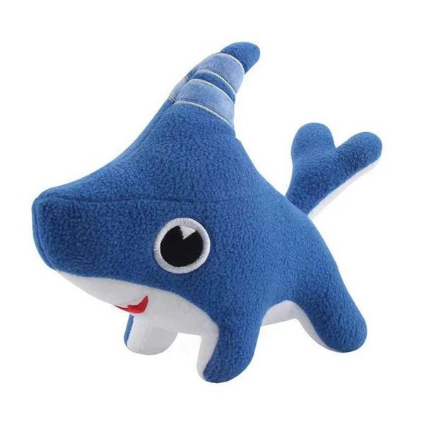 Gefüllte Plüschtiere 28 * 18 cm Haifischhund füllen Tierhai Hund Plüsch Spielzeug Blaues Sägezahn Marine Animal Plüsch Jungen und Mädchen Geburtstagsgeschenk D240520