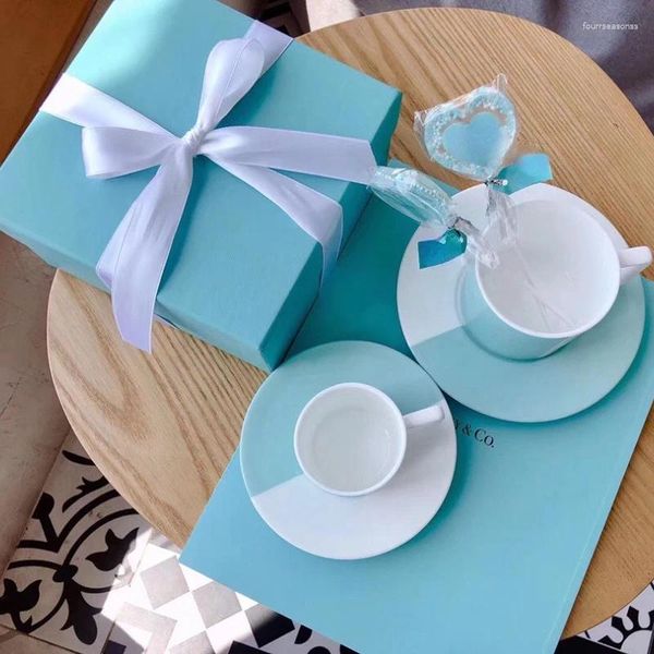 Tazze blu marchio tazza ossea cinese coppia di tazze regalo confezione da confezione regalo moglie