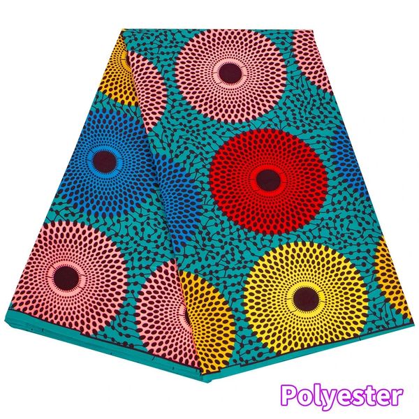 6 Yards/Los Afrikanischer Batik -Stoff Polyester Material Kreis Muster Frauen nähen Stoffe FP6544 240506