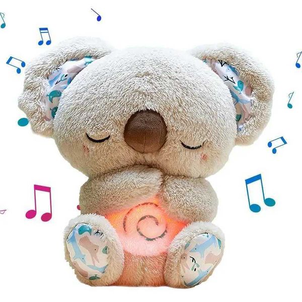 Animali di peluche imbottiti kawaii koala musica rilassante peluche giocattolo sonno sonno suono compagno e movimento di respirazione della bambola leggera koala orso giocattolo regalo d240520