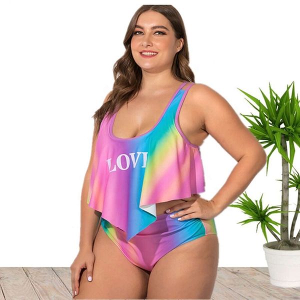 2022 Nova chegada l 5xl plus size duas peças biquíni de roupas de praia para mulheres maduras por atacado por China L2405