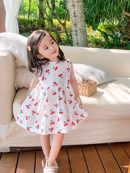 Девушки платье летняя цветочная узоры детская юбка 100% хлопковая салата