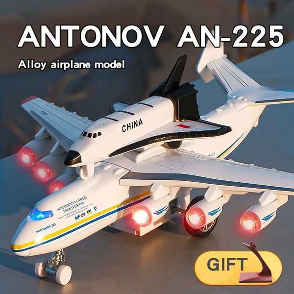 Aeronave Modle Large Metal Soviet Airlines Antonov An225 Mriya Max Transport Aircraft Die Casting Model Aircraft Series Childrens Sound LIG