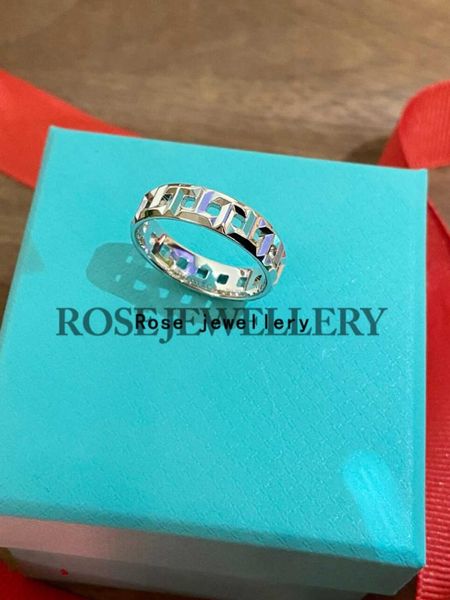 Designer S925 marca de prata esterlina True Ring estreito anel requintado da junta de dedo fino de design exclusivo de casal de casal