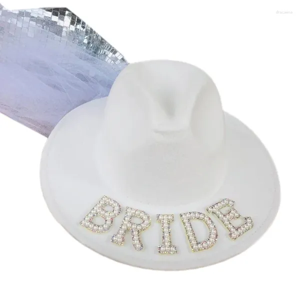 Boinas Bride Fedora Cowgirl Hat Bachelorette Party Cowboyhat com véu Dropship