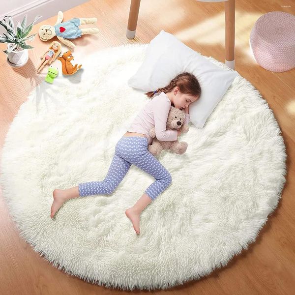 Tappeti super morbido tappeto rotondo tappeto bianco soffice bianco per soggiorno decorazioni per la casa camera da letto decorazione per bambini salone
