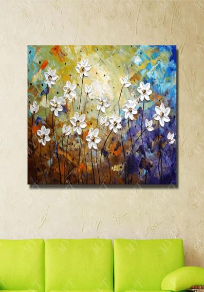 Schöne Blumenwandkunst billige moderne Ölgemälde für Wohnzimmer Dekoration Hand bemaltes Messerölmalerei auf Canvas7634175