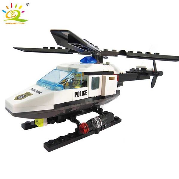 Aircraft Modle Huiqibao 102pcs City Police Elicopter Model Building Building Building Building con 1 Block Childrens Education Toy S24520