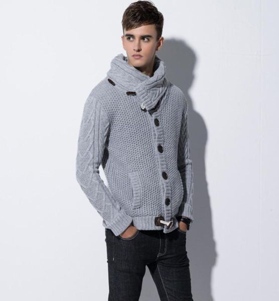 2018 Men Winter malha de malha de camisola Turtleneck suéteres macho slim fit cardigan chornão suéter casaco lenço colarinho malha 7351548