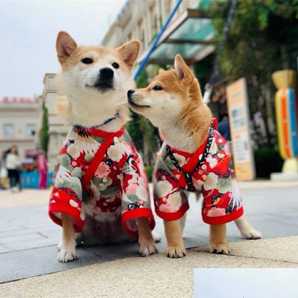 Hundekleidung Frühlings Sommerkleidung für Katzen japanische Art Haustierkleidung Kimono kleine mittelgroße Hunde Shiba Inu Corgi Welpen Kostüm Outfit DHY5R